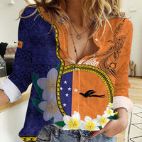 Personalised PNG Niu Ailan Women Casual Shirt Papua New Guinea Plumeria Melanesian Pattern - Polynesian Pride