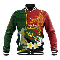 Personalised PNG Simbu Provins Baseball Jacket Papua New Guinea Plumeria Melanesian Pattern - Polynesian Pride