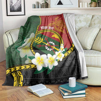 Personalised PNG Simbu Provins Blanket Papua New Guinea Plumeria Melanesian Pattern - Polynesian Pride
