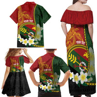 Personalised PNG Simbu Provins Family Matching Off Shoulder Maxi Dress and Hawaiian Shirt Papua New Guinea Plumeria Melanesian Pattern - Polynesian Pride