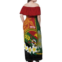Personalised PNG Simbu Provins Family Matching Off Shoulder Maxi Dress and Hawaiian Shirt Papua New Guinea Plumeria Melanesian Pattern - Polynesian Pride