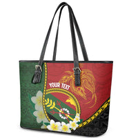 Personalised PNG Simbu Provins Leather Tote Bag Papua New Guinea Plumeria Melanesian Pattern LT14 - Polynesian Pride