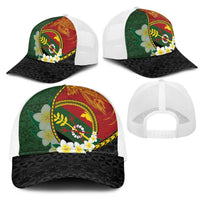 PNG Simbu Provins Mesh Trucker Cap Papua New Guinea Plumeria Melanesian Pattern - Polynesian Pride