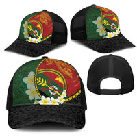PNG Simbu Provins Mesh Trucker Cap Papua New Guinea Plumeria Melanesian Pattern - Polynesian Pride