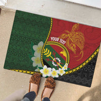 Personalised PNG Simbu Provins Rubber Doormat Papua New Guinea Plumeria Melanesian Pattern - Polynesian Pride