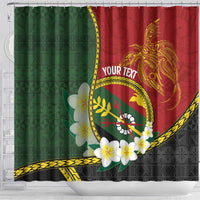 Personalised PNG Simbu Provins Shower Curtain Papua New Guinea Plumeria Melanesian Pattern - Polynesian Pride