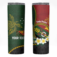 Personalised PNG Simbu Provins Skinny Tumbler Papua New Guinea Plumeria Melanesian Pattern - Polynesian Pride