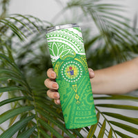 Cook Islands Manta Ray Skinny Tumbler Kuki Airani Tattoo Green Color LT14 - Polynesian Pride