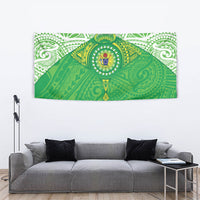 Cook Islands Manta Ray Tapestry Kuki Airani Tattoo Green Color LT14 - Polynesian Pride