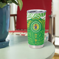 Cook Islands Manta Ray Tumbler Cup Kuki Airani Tattoo Green Color LT14 - Polynesian Pride