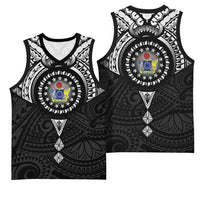 Cook Islands Manta Ray Basketball Jersey Kuki Airani Tattoo Black Color LT14 - Polynesian Pride