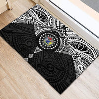 Cook Islands Manta Ray Rubber Doormat Kuki Airani Tattoo Black Color LT14 - Polynesian Pride