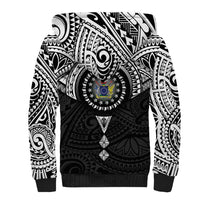 Cook Islands Manta Ray Sherpa Hoodie Kuki Airani Tattoo Black Color LT14 - Polynesian Pride