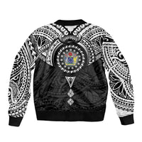 Cook Islands Manta Ray Sleeve Zip Bomber Jacket Kuki Airani Tattoo Black Color LT14 - Polynesian Pride