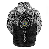 Cook Islands Manta Ray Zip Hoodie Kuki Airani Tattoo Black Color LT14 - Polynesian Pride