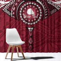 Personalised Cook Islands Mangaia Window Curtain Map With Kuki Airani Manta Ray Tattoo LT14 - Polynesian Pride