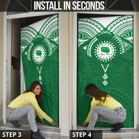 Personalised Cook Islands Rarotonga Door Cover Map With Kuki Airani Manta Ray Tattoo LT14 - Polynesian Pride
