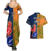 France And Australia Rugby Couples Matching Summer Maxi Dress and Hawaiian Shirt 2023 World Cup Le Bleus Wallabies Together LT14 - Polynesian Pride