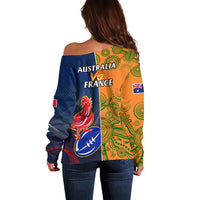 France And Australia Rugby Off Shoulder Sweater 2023 World Cup Le Bleus Wallabies Together LT14 - Polynesian Pride