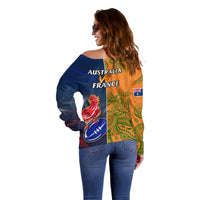 France And Australia Rugby Off Shoulder Sweater 2023 World Cup Le Bleus Wallabies Together LT14 - Polynesian Pride