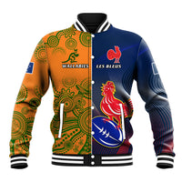 Custom France And Australia Rugby Baseball Jacket 2023 World Cup Le Bleus Wallabies Together LT14 Unisex Gold - Polynesian Pride