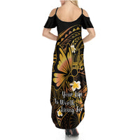 Polynesia Suicide Prevention Awareness Summer Maxi Dress Your Life Is Worth Living For Polynesian Gold Pattern LT14 - Polynesian Pride