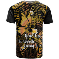 Polynesia Suicide Prevention Awareness T Shirt Your Life Is Worth Living For Polynesian Gold Pattern LT14 - Polynesian Pride