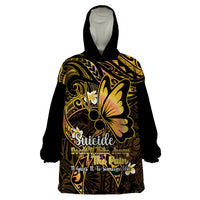 Polynesia Suicide Prevention Awareness Wearable Blanket Hoodie Your Life Is Worth Living For Polynesian Gold Pattern LT14 One Size Gold - Polynesian Pride