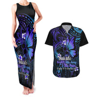 Polynesia Suicide Prevention Awareness Couples Matching Tank Maxi Dress and Hawaiian Shirt Your Life Is Worth Living For Polynesian Blue Pattern LT14 Gold - Polynesian Pride