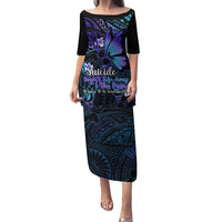 Polynesia Suicide Prevention Awareness Puletasi Your Life Is Worth Living For Polynesian Blue Pattern LT14 Long Dress Blue - Polynesian Pride