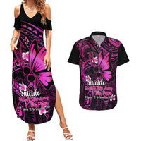 Polynesia Suicide Prevention Awareness Couples Matching Summer Maxi Dress and Hawaiian Shirt Your Life Is Worth Living For Polynesian Pink Pattern LT14 Pink - Polynesian Pride