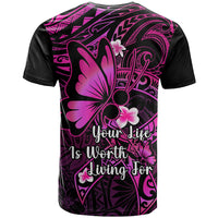 Polynesia Suicide Prevention Awareness T Shirt Your Life Is Worth Living For Polynesian Pink Pattern LT14 - Polynesian Pride
