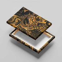 New Zealand Tuatara Canvas Wall Art Aotearoa Maori Clematis Flowers - Gold