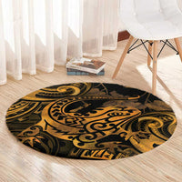 New Zealand Tuatara Round Carpet Aotearoa Maori Clematis Flowers - Gold