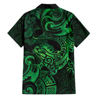 New Zealand Tuatara Family Matching Long Sleeve Bodycon Dress and Hawaiian Shirt Aotearoa Maori Clematis Flowers - Green LT14 - Polynesian Pride