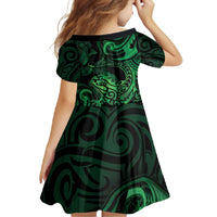 New Zealand Tuatara Family Matching Mermaid Dress and Hawaiian Shirt Aotearoa Maori Clematis Flowers - Green LT14 - Polynesian Pride