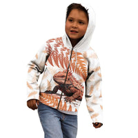 Red New Zealand Tuatara Kid Hoodie Aotearoa Sphenodon Punctatus Silver Fern