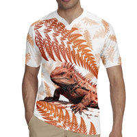 Red New Zealand Tuatara Rugby Jersey Aotearoa Sphenodon Punctatus Silver Fern