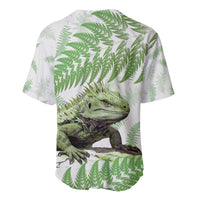 Green New Zealand Tuatara Baseball Jersey Aotearoa Sphenodon Punctatus Silver Fern