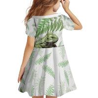 Green New Zealand Tuatara Family Matching Long Sleeve Bodycon Dress and Hawaiian Shirt Aotearoa Sphenodon Punctatus Silver Fern LT14 - Polynesian Pride