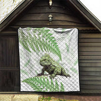 Green New Zealand Tuatara Quilt Aotearoa Sphenodon Punctatus Silver Fern LT14 - Polynesian Pride