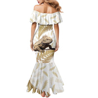 Gold New Zealand Tuatara Family Matching Mermaid Dress and Hawaiian Shirt Aotearoa Sphenodon Punctatus Silver Fern LT14 - Polynesian Pride