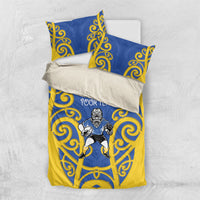 Otago Custom Rugby New Zealand Bedding Set Aotearoa Maori Pukana Tiki Mascot