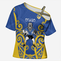 Otago Custom Rugby New Zealand Cross Shoulder Shirt Aotearoa Maori Pukana Tiki Mascot