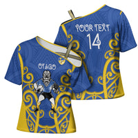 Otago Custom Rugby New Zealand Cross Shoulder Shirt Aotearoa Maori Pukana Tiki Mascot