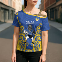 Otago Custom Rugby New Zealand Cross Shoulder Shirt Aotearoa Maori Pukana Tiki Mascot