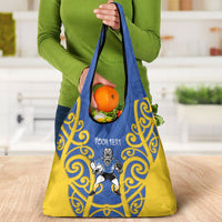 Otago Custom Rugby New Zealand Grocery Bag Aotearoa Maori Pukana Tiki Mascot
