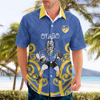 Otago Custom Rugby New Zealand Hawaiian Shirt Aotearoa Maori Pukana Tiki Mascot