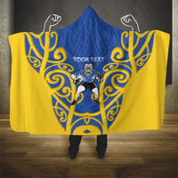 Otago Custom Rugby New Zealand Hooded Blanket Aotearoa Maori Pukana Tiki Mascot