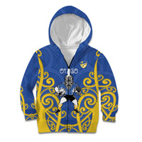 Otago Custom Rugby New Zealand Kid Hoodie Aotearoa Maori Pukana Tiki Mascot